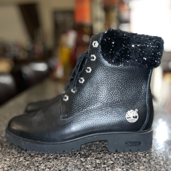 NEW Timberland Vintage Premium Leather Combat Fur Boots Womens Size 9M Unisex - Picture 4 of 9